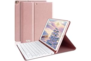 aMZCaSE Clavier Coque pour iPad 9/8/7ème Génération 10.2 inch 2021/2020/2019,Détachable Clavier Bluetooth sans Fil pour iPad 10.5 inch Pro 2017/2019 Air 3, Housse avec Pen Holder AZERTY (Champagne)