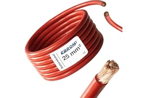 EBROM 5 metrów kabel do akumulatora czerwony H07V-K 25 mm² - kabel - 99,9% miedź OFC - 5 m (5 m) 25 mm2