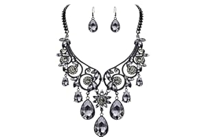 Clearine Collana Parure Gioielli Tribale Etnico Cristallo Chunky Statement Collana Orecchini Pendente Set