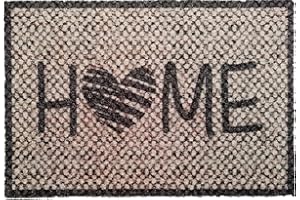 oKu-Tex Wycieraczka, mata zatrzymująca brud, z nadrukiem, do wnętrz, antypoślizgowa, nadaje się do prania, stylowa, do domu z sercem, beżowo-brązowa, 40 x 60 cm