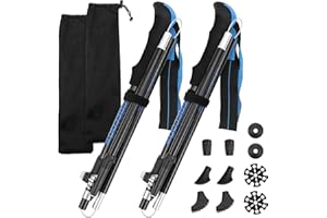 FRECOO Bastoncini da trekking per nordic walking, pieghevoli, regolabili, 110-130 cm, 7075, in alluminio, con custodia impermeabile e 4 paia di gommini in gomma, per trekking, camminate ed escursionismo