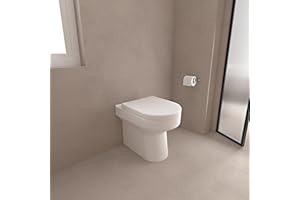 LAOSEP Round Toilet Back to Wall BTW Pan with Soft Close Seat Bathroom WC