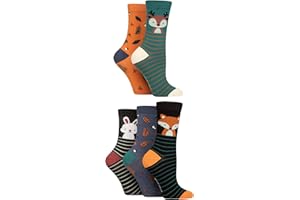 SockShop Ladies Soft Bamboo Socks - Womens, Breathable, Cooling, Plain, Patterned & Striped in a 5 Pair Multipack Size 4-8