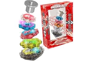Cefa Toys - Totem Infernal Power, 5 toupies électriques empilables avec LED colorées, Convient aux Enfants à partir de 7 Ans