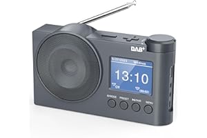 Greadio Radio portatile DAB/DAB+/FM alimentata a rete con Bluetooth, radio digitale con miglior ricevitore, 60 preset, alimentazione a batteria, display LCD, AUX, USB, jack per cuffie, timer di
