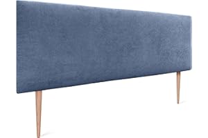 DHOME Testata in similpelle o tessuto AQUALINE Testata imbottita liscia Testata letto di lusso (160cm Con Gambe (Letti 150/160), Tessuto Blu)