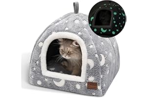 CATISM Świecące w ciemności legowisko dla kota, świecąca jaskinia dla kotów domowych, składany domek dla zwierząt domowych, z możliwością prania, wygodne miejsce do spania dla kociąt, szczeniaków, ze