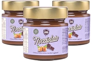 Choco Zero – Crema Proteica Crema Spalmabile Senza Zuccheri Aggiunti, Senza Glutine, Senza Lattosio, Vegano Vasetto da 200 g (3 Pezzi, Nocciolato)
