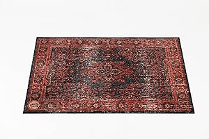 DRUM N BASE Vintage Persian Stage Rug - Red & Black - 130 x 90cm