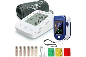 TP TRADEPROVIDER TradeProvider® Automatic Upper Arm Blood Pressure Monitor, Approved Wide BP Cuff (22-42cm) and Pulse Oximeter, Clinically Accurate NHS Nurse Accessories for Work, Pulse Rate Heartbeat Detector