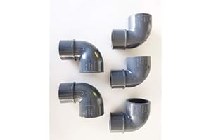 Lot de 5 Coudes PVC Pression 90° Male Femelle / 50mm intérieur vers 50mm extérieur intérieur PN16 / Piscine et arrosage