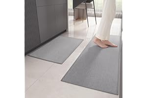 Color&Geometry Alfombras Cocina 2 Piezas Lavable Antideslizante, 44x75+44x150 cm Alfombra Moderna Resistente a Las Manchas para Cocina, Comedor, Lavadero y Pasillo, Gris Claro