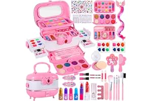 DTTRA Coffret Maquillage Enfant Lavable, Palette Malette Jouet pour Filles, Cadeau d'Anniversaire 3-10 Ans
