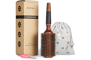 BESTOOL Cepillo de pelo con cerdas de jabalí y nailon para peinar, secar, rizar, agregar volumen y brillo (2.8 inch)