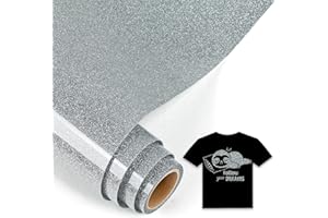 IModeur 5 Ft vinile termoadesivo Glitter argento - 30,5 x 153 cm vinile termoadesivo per tessuti, vestiti, berretti, pantaloni, termovinile vinile per Cricut Maker, Silhouette Cameo