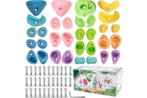 CIMOYBAI 32 Pièces De Prises d'escalade, Pierres d'escalade Enfants, De Mur d'escalade pour Tour De Jeux Mur d'escalade, Cadeaux d'anniversaire De Noël pour Enfants