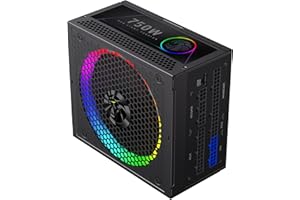 ‎GAMEMAX GAMEMAX RGB 750G Zasilacz PC 750W w pełni modułowy, 80 Plus Gold, LLC + DC-DC, ARGB Sync, japońskie kondensatory, wentylator ARGB FDB 140 mm, 9 zabezpieczeń, 10 lat gwarancji, czarny