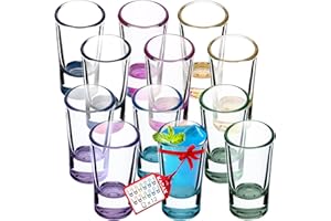 KADAX Bicchierini da Liquore in Vetro Trasparente da 28 ml, Bicchieri Piccoli da Shot, Ideali per Amaro, Limoncello e Grappa (Set di 12, Colorati)