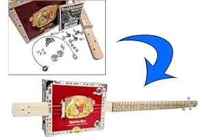 C. B. GITTY Komplettes DIY 3-saitiges Zigarrenbox-Gitarren-Set mit Hals, inkl. akustischer/elektrischer Tonabnehmer