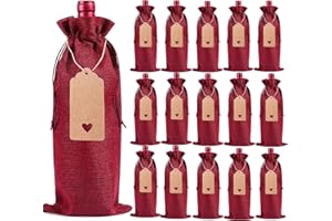 LOSTWRY 16 Bolsas de Arpillera para Vino, Bolsas de Regalo para Botellas de Vino, Bolsas con Cordón para Regalos de Boda, Fiestas de Navidad y Fiestas de Cata de Vinos, Rojo