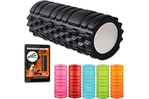 A5 FITNESS Foam Roller Black with 3 Resistance Level Bands - Lightweight Foam Rollers for Muscles Provides Relief from Pain Fatigue Improves Tissue Recovery - Massage Roller for Gym, Yoga Pilates