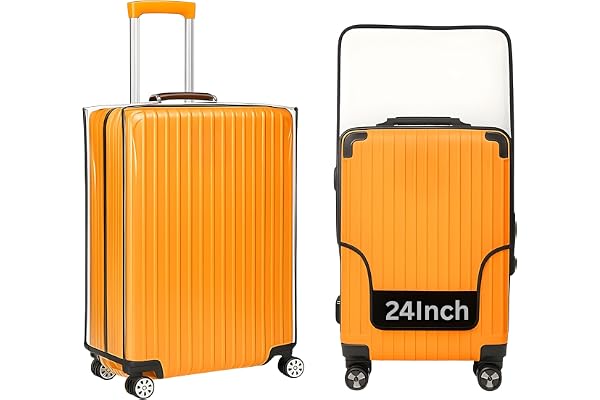HM 24 inch Medium Suitcase Bag Cover Waterproof Luggage Trolley Bag Covers Zippered Dustproof Anti Scratch Material Transperant PVC Protector Medium Size (Check Size Chart in Photos)