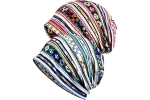 WULIQIUQIU 2 Pack Cotton Slouchy Beanie Hats, Chemo Hat Cap Scarf for Women and Men