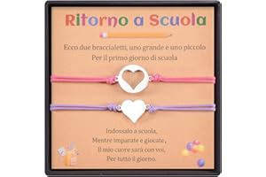 YELUWA 2 Pezzi Regali di Ritorno a Scuola, Set di Bracciali Madre e Figlia/Figlio, Regali per il Primo Giorno di Scuola per Ragazze e Ragazzi, Gioielli Mamma e Me (Rosso Rosa e Viola)