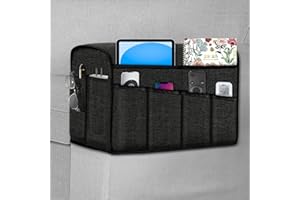 Joywell Anti-Slip Armrest Covers with 8 Pockets for Sofa Couch, Armchair Caddy & Organizer for Remote Control, Phone, iPad, Super Durable Recliner Arm Protector for Pets, Set of 2, Dark Grey