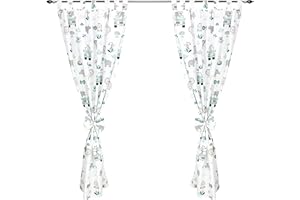 TupTam Rideaux pour Chambre d'enfant avec des Passants 2 pcs, Zoo Vert, env. 155x95 cm