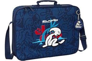 Safta EL NIÑO PARADISE - Cartera Extraescolares, Maletín Portatodo, Bandolera, Cómoda y Versátil, Calidad y Resistencia, 38x6x28 cm, Color Azul Marino