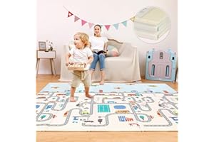 HOMTOL Tappeto Gioco Bambini Pieghevole,Tappeto Cameretta Bambina Tappetino Morbido Double Face per Imparare a Gattonare, Isolamento Termico e Impermeabile (180_x_200_cm, C)