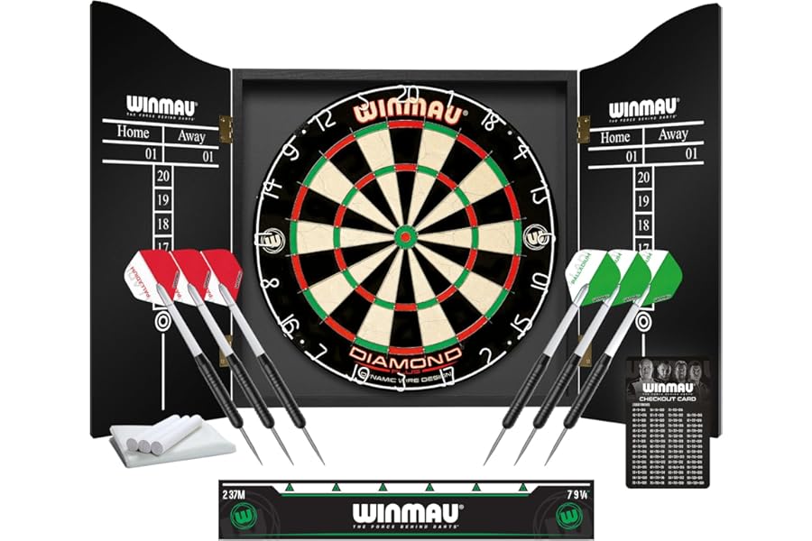 Winmau Diamond Plus Dartboard- PDC Tournament Dart Board, Ultra-Thin Wire System, High-Density Sisal | Available as Board Only, Surround Set, or Cabinet Set with Steel Tip Darts