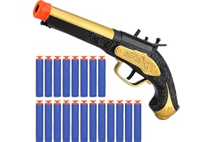 ULUCTROM Piratpistol leksakspistol för barn - leksakspistol med 20 kulor, leksaksskumblaster för halloween karneval piratdräk