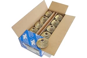 TACWISE 1128 Chiodi Galvanizzati in Bobina Conica Tipo 2,1/45 mm, Punta Smussata, Annellati e Inclinati di 16°, Fascicolati con Fil di Ferro, Confezione da 14.400, Oro, Set di 14000 Pezzi