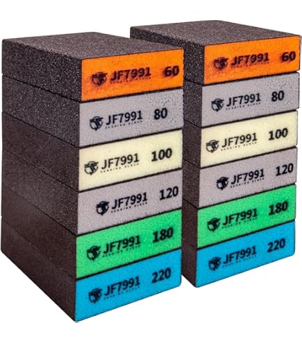 18 STKS Schuursponzen Set 80/100/120/180/220/240 Grits, Flexibele Pads Nat Droog Herbruikbare Schuurblokken voor Hout, Kunststof, Gipsplaten en Metalen Polis, Geel
