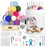Kit Crochet Débutant Complet - 100 Pièces : Crochets Ergonomiques, Aiguilles, Laine, Sac - Pour Apprendre Le Crochet