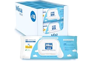 Mixa Toalettmjölk baby våtservetter, set med 18 x 48 våtservetter