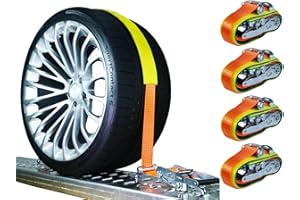 INDUSTRIE PLANET 4 x 5000 kg 50 mm Cinghia per fissaggio pneumatici Cinghie di trasporto auto Cinghia di sicurezza per ruota 2,50 m