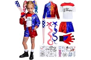 Kitimi Quin Costume, Carnevale Costume, Squad Cosplay Outfits Ragazze con Cappotto, T-shirt, kit di Costume Pantaloncini, Guanti, Vestito Cosplay Costumi per Carnevale Halloween