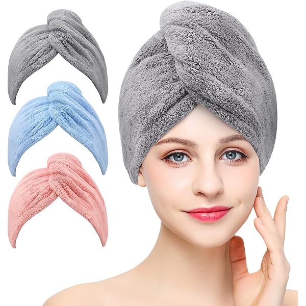 Turban Cheveux 2 En 1 Microfibre/satin - Séchage Rapide Et Anti-frisottis - Bouton De Fixation - Pour Cheveux Longs, Bouclés