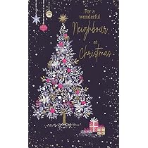Weihnachtskarte 'Special Neighbours' – Modernes Design Mit Weihnachtsbaum & Kamin, Inkl. Umschlag