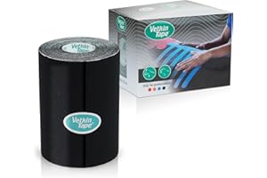 VetkinTape® Kinesiologie Tape für Tiere - (10cm*5m) | 1 Rolle Kinesiotape für Pferde und Hunde | Latexfrei und TÜV-zertifiziertes Kinesiotapes | 25%+ stärkere Acryl-Klebeschicht (Blau) (Schwarz)