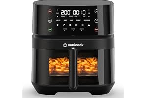 Nutricook Air Fryer 3 Vision with Clear Window and Internal Light by Caliber Brands, 5.7L, Air Fry, Roast, Bake, Dehydrate & Reheat, 6 Presets, AF357V, Black, 1700 Watts, 2 Year Warranty