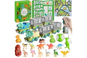 VICTERR Calendario Avvento 2024 Bambini, Dinosauri Calendario Dell'avvento, 24PCS Giocattoli Auto Dinosauri con Tappetino da Gioco, Dinosauro Giocattolo Regalo di Natale per Bambini Ragazzi Natale