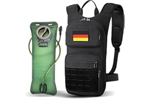 ‎JUEACHY Jueachy Trinkrucksack mit 3L TPU Trinkblase: Skirucksack Fahrradrucksack Klein für Damen Herren Molle Militär Motorrad Rucksack Taktischer Laufrucksack für Fahrrad Laufen Radfahren Wandern Joggen