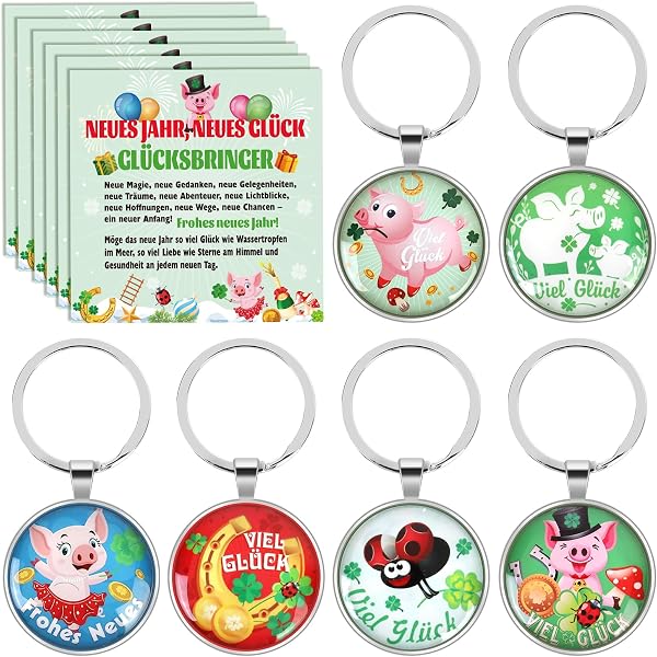 Milaboo® Portachiavi portafortuna con vero quadrifoglio e biglietto, pronto da regalo, talismano per fortuna e coraggio (buona fortuna), Buona fortuna, Taglia unica