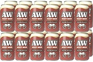 AWROOTBEER AW Root Beer 330ml x 24 (Naturally Flavoured) Fridge Pack Cans - Carbonated Vanilla and Root Beer Flavour Soft Drink