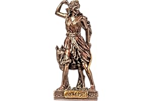 BEAUTIFULGREEKSTATUES Artemis Diana dea greca della natura, miniatura in ghisa fredda, statuetta in bronzo, 8,7 cm