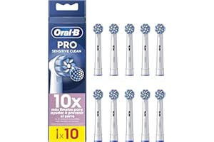 Oral-B Pro Sensitive Clean Cabezales De Recambio ORIGINALES para Cepillo de Dientes Eléctrico Oral B Pro, Pack de 10 Recambios, Filamentos Ultrasuaves, Blanco
